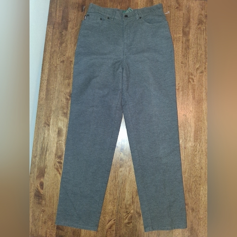 Lauren Ralph Lauren Dark Grey Knit Denim Straight 5 Pocket Style 10